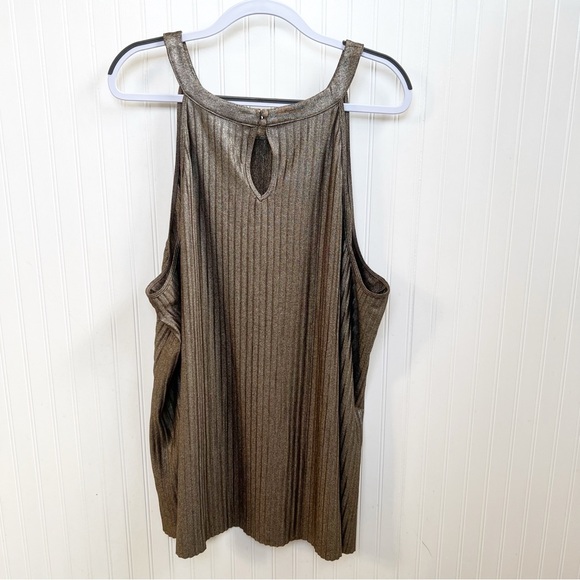 Torrid Gold Pleated Metallic Knit High Neck Sleeveless Tank Women’s Plus Size 5X - Picture 4 of 7